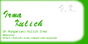 irma kulich business card